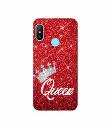 Amazon Brand - Solimo Designer Queen On Red Glitter 3D Printed Hard Back Case Mobile Cover for Xiaomi Redmi Note 6 pro