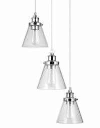 Amazon Brand - Ravenna Home 3-Light Cascading Pendant Light with Clear Glass Shades, Vintage Edison Bulbs Included, 70.2