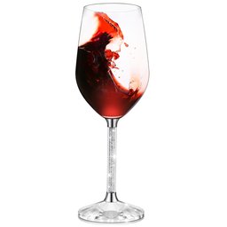 Umi Red Wine Glasses Lead Free 15oz with Clear Long Crystal Diamond Stem - Birthday, Anniversary or Wedding Gifts