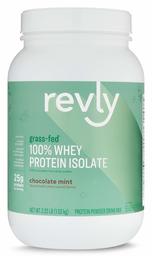 Amazon Brand - Revly 100% Grass-Fed Whey Protein Isolate Powder, Mint Chocolate, 2.24 lbs, 30 Servings, No added rbgh/rbst‡, no artificial colors or flavors