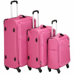 AmazonBasics Lightweight Softside Spinner - 22-Inch, Pink