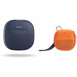 Bose SoundLink Micro Waterproof Bluetooth speaker (Midnight Blue) with AmazonBasics Case (Orange)