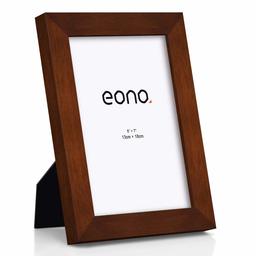 Eono by Amazon - Moldura de fotos de madeira maciça e vidro de alta definição para parede ou mesa 13 x 18 cm castanho