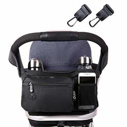 Amazon Brand: Eono Essentials Stroller Organiser with Extra Large Storage for iPhones, iPads, Wallets, Diapers and Toys