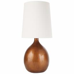 Amazon Brand – Stone & Beam Modern Bedroom Table Desk Lamp With Light Bulb - 8 x 8 x 20.5 Inches, Wood Grain