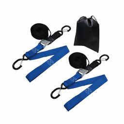 AmazonBasics Tiedown Set with Integrated Soft Loops, 3,328lb Break Strength, Black & Blue, 2-Pack