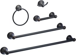 AmazonBasics Modern Bathroom Accessories Set - 5 Piece - Oil Rubbed Bronze