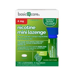 Nicotine Mini Lozenge 4 mg, Stop Smoking Aid, Mint, 135 Count