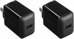 AmazonBasics One-Port 12W USB Wall Charger for Phone, iPad, and Tablet, 2.4 Amp, Black (2-Pack)