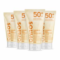 Marca Amazon - Solimo - SUN - Creme solar facial FPS 50 , com vitamin E, antioxidante (4 x 50 ml)