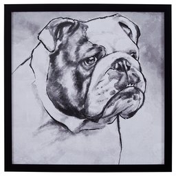 Amazon Brand – Stone & Beam Modern Black and White Print Wall Art of English Bulldog, Black Frame, 26