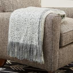 Rivet Oversized Ombre Stripe Faux Mohair Throw Blanket