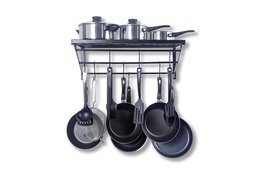 Umi. Kitchen Wall Pot Pan Rack,With 10 Hooks,Black