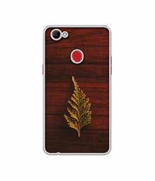 Amazon Brand - Solimo Designer Leaf on Wood UV Printed Soft Back Case Mobile Cover for Oppo F7