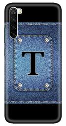 Amazon Brand - Solimo Designer Button Jeans Alphabet-T 3D Printed Hard Back Case Mobile Cover for Xiaomi Redmi Note 8