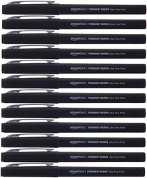 AmazonBasics Ultra Fine Point Permanent Marker, Black, 12 Count