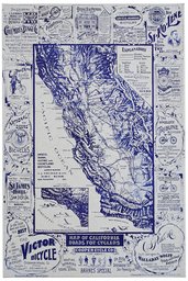 Amazon Brand – Rivet Blue 1896 Map of California Roads for Cyclers Canvas Print, 10