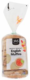 365 Everyday Value, Whole Wheat English Muffin, 6 ct, 13 oz (Frozen)