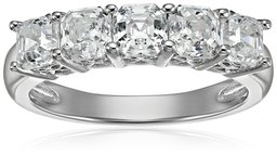 Damen-Ring Sterling-Silber 925 platiniert oder vergoldet 5 Steine Swarovski-Kristalle,Platiniertes Silber,Size 7