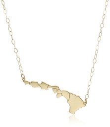 10k Yellow Gold Hawaii State Pendant Necklace, 16