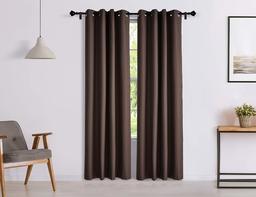 Amazon Brand - Solimo Riviera Door Curtain, 7 feet - Set of 2 (Chocolate Brown)