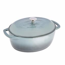 AmazonBasics - Enamelled Cast Iron SXO-7QTH Oval Casserole Dish 6.6 L 327 x 259 x 140 mm Grey