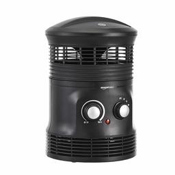 AmazonBasics draagbare 2-speed thermostaat 360° surround fan heater, 1.800W