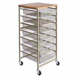 AmazonBasics Rolling Storage Cart and Organizer with 7 Metal Mesh Drawers