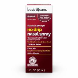 Basic Care No Drip Nasal Spray, for Fast, Powerful Nasal & Sinus Congestion Relief