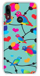 Amazon Brand - Solimo Designer Multicolor Flycatchers Birds Patterns Design Printed Soft Back Case Mobile Cover for Motorola Moto E6s / Motorola Moto E6 Plus