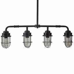 Amazon Brand – Stone & Beam Jordan Industrial Farmhouse Ceiling 4-Pendant Cage Fixture With 4 Light Bulbs - 4.8 x 32 Inches, 17.5 - 46 Inch Cord, Black