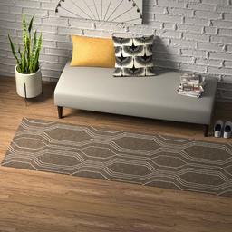 Amazon Brand – Rivet Steel Slanted Lines Wool Modern Runner Rug, 2' 6