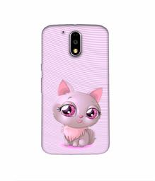 Amazon Brand - Solimo Designer Cute Pink Cat 3D Printed Hard Back Case Mobile Cover for Motorola Moto G4 Plus