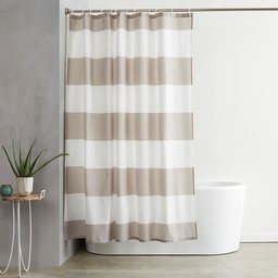 AmazonBasics Bathroom Mold and Mildew Resistant Shower Curtain with Hooks, 72 x 72-Inch