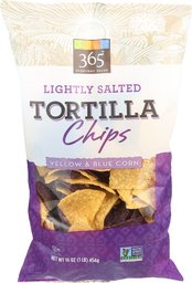 365 Everyday Value, Lightly Salted Tortilla Chips, Yellow & Blue Corn, 16 Ounce