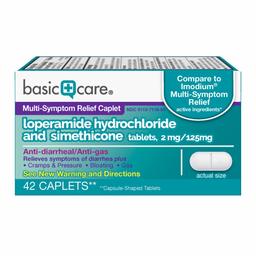 Basic Care Loperamide Hydrochloride and Simethicone Tablets 2 mg/125mg, 42 Count