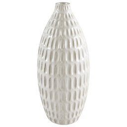 Amazon Brand – Stone & Beam Modern Oval Pattern Decorative Stoneware Vase, 11.1 Inch Height, Off-White