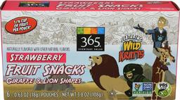 365 Everyday Value Featuring Wild Kratts, Fruit Snacks, Strawberry (6 - 0.63 oz pouches), 3.8 oz