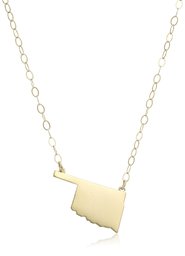 10k Yellow Gold Oklahoma State Pendant Necklace, 16