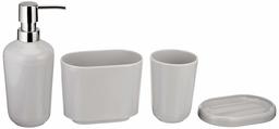 AmazonBasics 4-Piece Bathroom Accessories Set, Smooth Grey