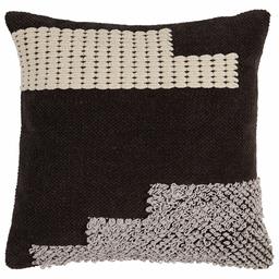 Amazon Brand – Rivet Modern Textured Wool Throw Pillow - 18 x 18 Inch, Gray/Ivory