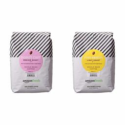 AmazonFresh Whole Bean Coffee 32oz bundle - Donut Cafe Medium Roast and Just Bright Light Roast