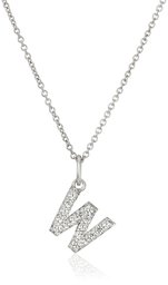 Platinum Plated Sterling Silver Swarovski Zirconia Initial Pendant Necklace, 18