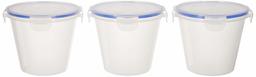 Amazon Brand - Solimo Plastic Kitchen Storage Container Set, 1 Litre, 3-Pieces, Blue