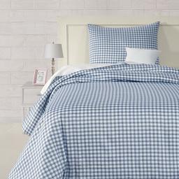 AmazonBasics Organic Sateen Cotton Sheet Set, White Check