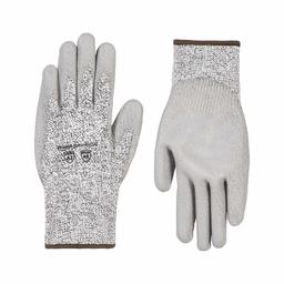 AmazonCommercial 13G HPPE & PU gecoate handschoenen (zout & peper/grijs), maat L, 3 paar