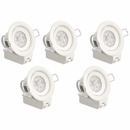 AmazonBasics - 7W LED Flat Round Recessed Spotlight 70mm 2700K Warm White Pack of 5