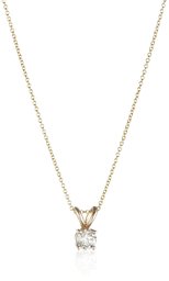 14K Gold Round Cut Diamond Pendant Necklace J-K Colour I2-I3 Clarity