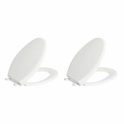 AmazonBasics Soft-Close Toilet Seat, Elongated, White, 2-Pack