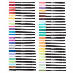 AmazonBasics Dual Tip Brush Pens - Blendable, Nylon Brush and Fine Tip, 52-Pack